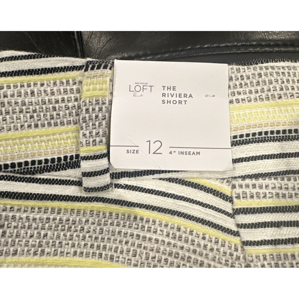 Ann Taylor Loft Size 12 The Riviera Short Textured Multi Stripe 4" LInen Blend‎ - Picture 6 of 11